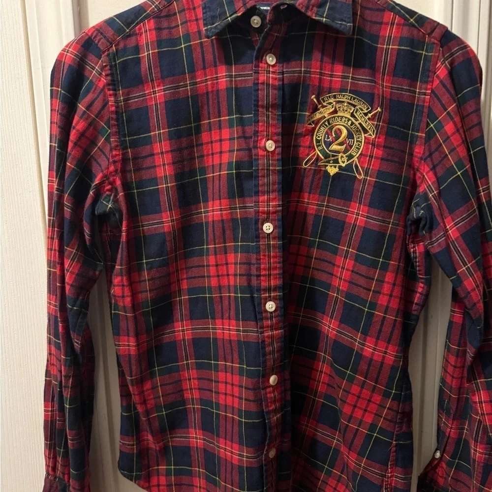 Ralph Lauren Wool Blend Tartan Plaid Button Down Shirt